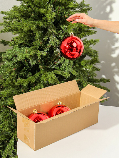 Елочное украшение Шар, 3 шт, красное, 15 см, пластик, SYQA-0122357A