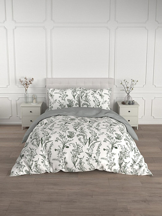 Постельное белье 2-спальное, простыня 215х240 см, 2 наволочки 70х70 см, пододеяльник 175х215 см, Silvano, сатин, Грана