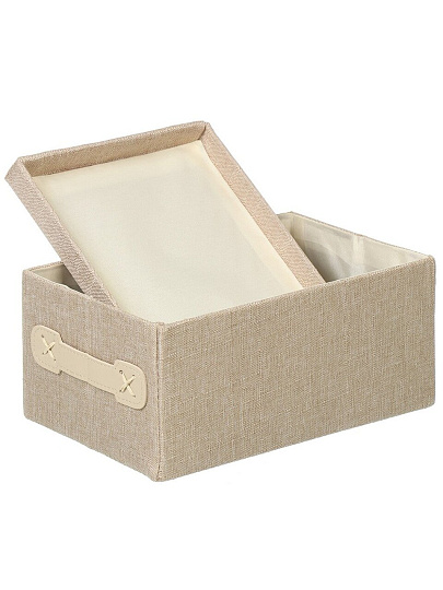 Кофр для хранения, 1 секция, с крышкой, складной, 28х19х13 см, с ручкой, бежевый, A290092