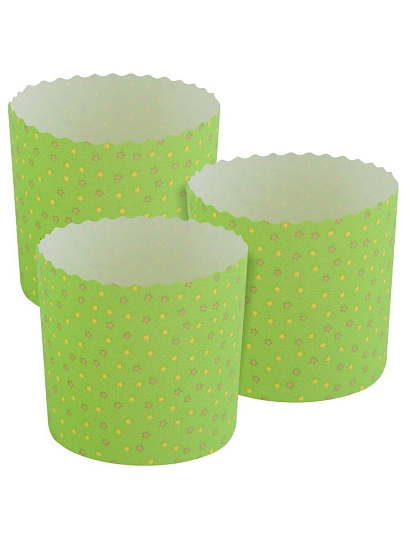 Форма для выпечки куличей бумага, 3 шт, 9х9 см, круглая, пасхальные, Мультидом, Звездочки, МТ8-237