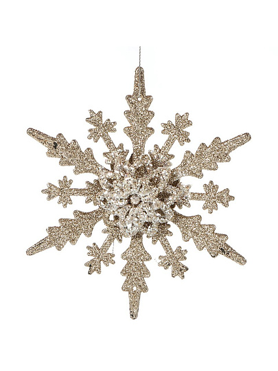 Елочное украшение Снежинка, шампань, 16 см, пластик, Y4-9387