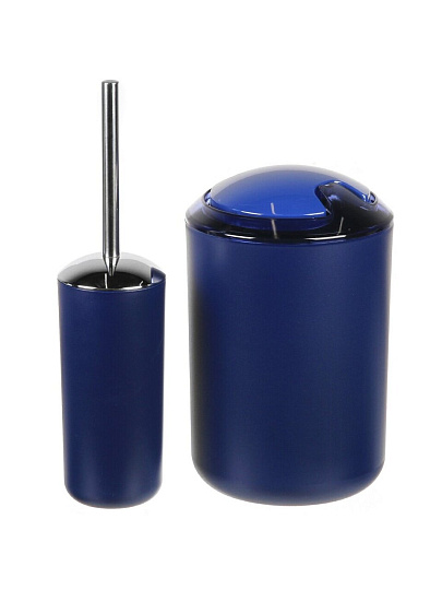 Набор для ванной 6 предметов, синий, пластик, урна, дозатор, ершик, подставка для зубных щеток, мыльница, стакан, T2022-7068