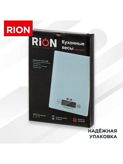 Весы кухонные электронные, стекло закаленное, Rion, платформа, точность 1 г, до 5 кг, LCD-дисплей, белые, BB-K08