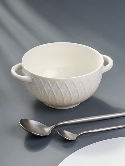 Бульонница фарфор, 650 мл, с ручкой, ТМ Глория, 202473