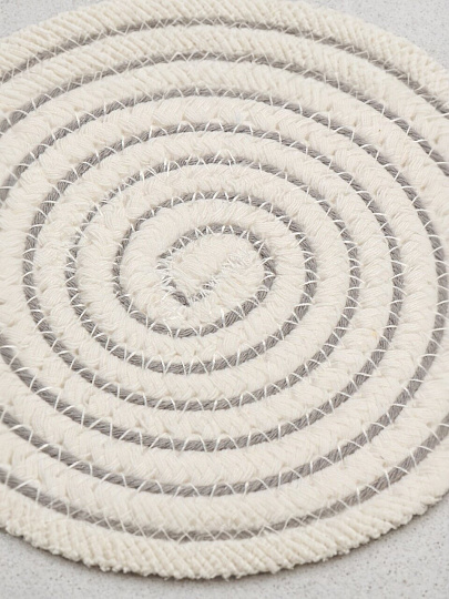 Салфетка сервировочная полимер, 38 см, круглая, спираль, серая, Y4-9632