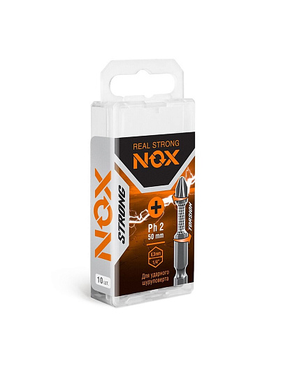 Набор бит Nox, Strong torsion, PH2, 50 мм, 10 шт