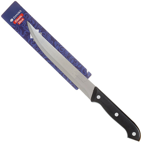 Нож кухонный Daniks, Классик, для мяса, нержавеющая сталь, 20 см, рукоятка пластик, YW-A111-SL