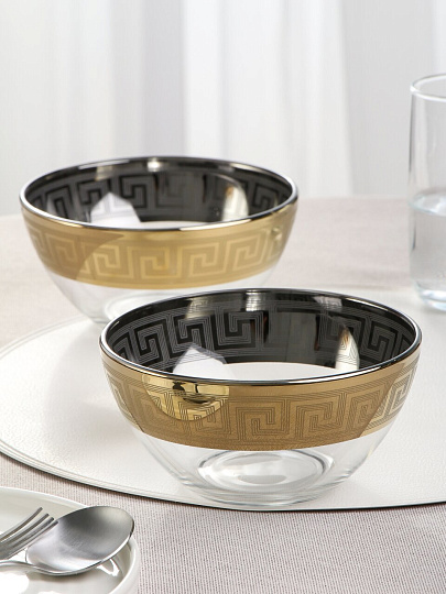 Салатник стекло, круглый, 2 шт, 7.8х7.8 см, подарочная упаковка, Греция, Glasstar, GN4_1449_1