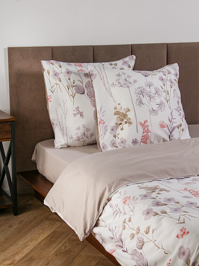 Постельное белье евро, простыня 215х240 см, 2 наволочки 70х70 см, пододеяльник 200х215 см, Майская ночь, микросатин, Флирт, SJT2503-9