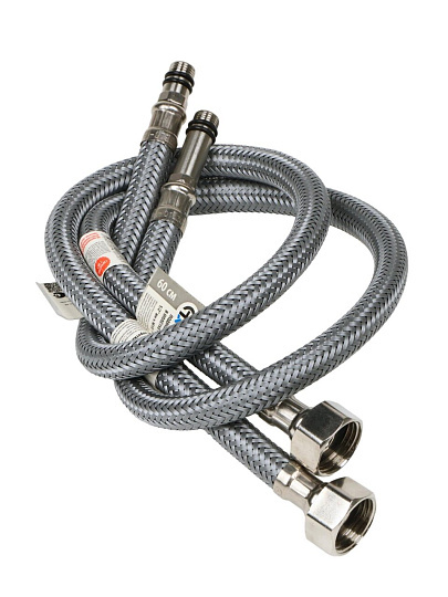 Подводка для воды М10-1/2"х0.6 м, пара, сталь, полиамид, AquaLine