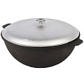 Казан чугун, 10 л, с крышкой, алюм. крышка, индукция, Manoli, СК10-03