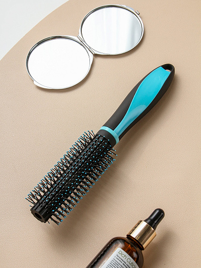 Расческа брашинг, 23х4 см, пластик, черно-голубая, A100045