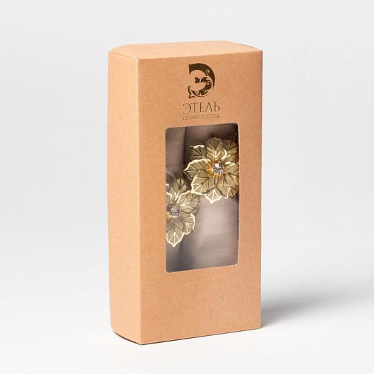 Набор столового текстиля 2 салфетки 40х40 см, 100% хлопок, Этель, Цветок, бежевый, золотой, 6384904