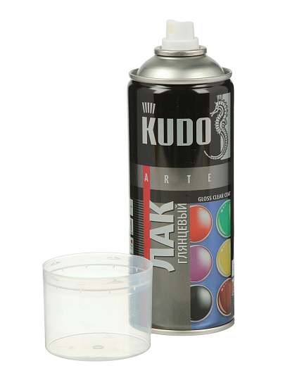 Лак аэрозольный, KUDO, KU-9002, универсальный, глянцевый, акриловый, для внутренних и наружных работ, 0.52 л