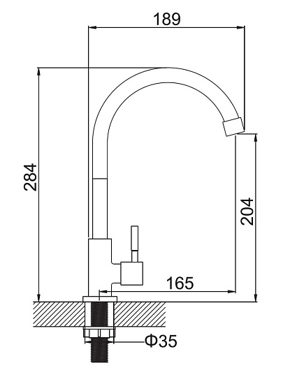 Смеситель для кухни, Potato, с картриджем, для одного типа воды, сатин, P0042S