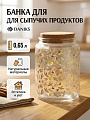 Банка стекло, 0.65 л, 10х14 см, крышка бамбук, Daniks, Еловая ветвь, SJ1014/C