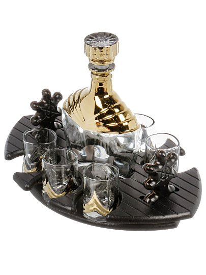 Набор для спиртного 8 предметов, стекло, графин 500 мл, 6 стопок 50 мл, с баром, Glasstar, Фрегат, B_FR_N_021_600