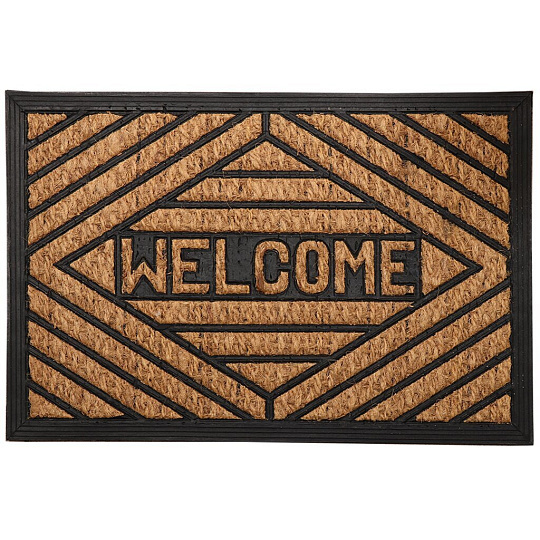Коврик грязезащитный, 40х60 см, прямоугольный, кокосовое волокно, Welcome Ромб, Sunstep, 32-084