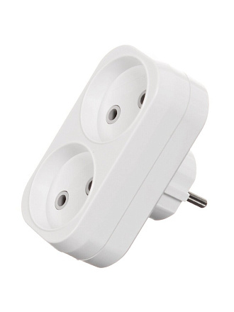 Двойник 2 гнезда, 2 полюса, без заземления, плоский, 6 А, TDM Electric, SQ1806-0025