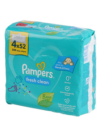 Салфетки влажные Pampers, Fresh Clean, 4х52 шт