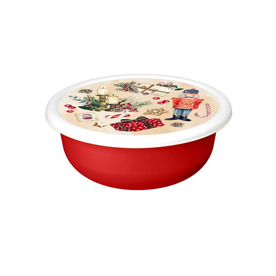 Миска пластик, 1.2 л, с крышкой, с декором, Modena, Игрушки, Homver, 223138206/03, красная