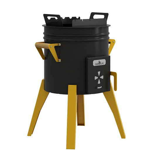 Мангал 466х466х675 мм, 2 мм, разборный, печь для казана, рамка на 5 шампуров, Grillux, Lux, ВЗР2198-01