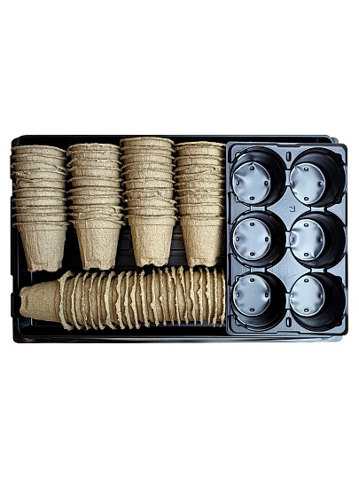 Набор для рассады диаметр 80 мм, 60 стаканчиков, поддон 3 шт, кассета 6 ячеек - 5 шт, ГазонCity