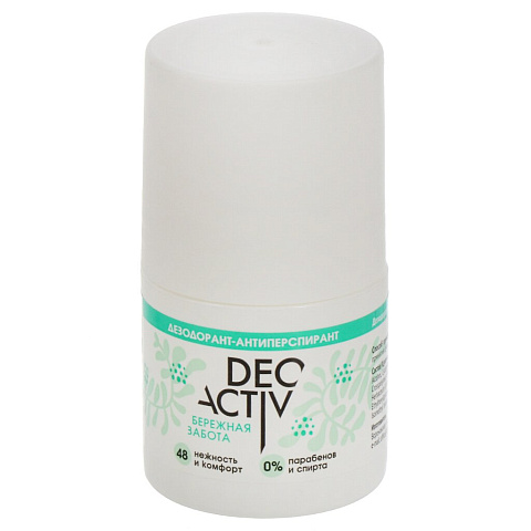 Дезодорант Deo Activ, Бережная забота, ролик, 50 мл