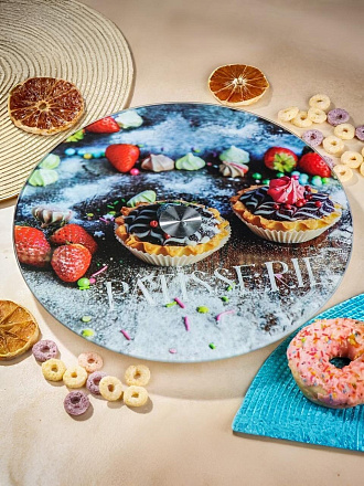 Блюдо стекло, для сервировки, круглое, 30 см, вращающееся, Пирожные, Daniks