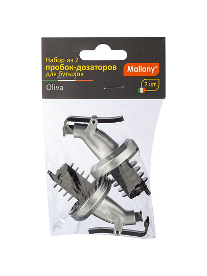 Пробка для бутылки, 7.5 см, с дозатором, 2 шт, навеска, Mallony, Oliva, 985988