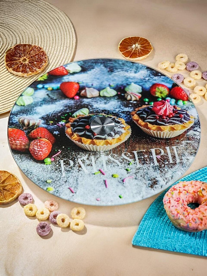 Блюдо стекло, для сервировки, круглое, 30 см, вращающееся, Пирожные, Daniks