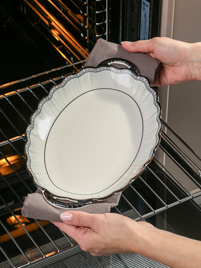Блюдо керамика, овальное, 19.5х31х3.5 см, с ручками, RasheL, R-31102