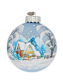 Елочный шар Домик в лесу, 10 см, стекло, КУ-100-224142