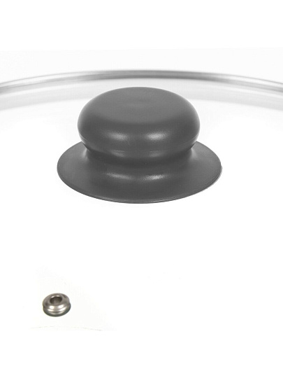 Крышка для посуды стекло, 24 см, Daniks, Серый, металлический обод, кнопка бакелит, Д4124С