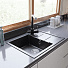 Мойка кухонная врезная, GranFest, Quadro, искусственный мрамор, 650х500 мм, + сифон, черная, GF-Q-650L - фото 2
