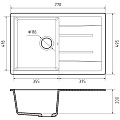 Мойка кухонная врезная, GranFest, Quadro, искусственный мрамор, 780х500 мм, + сифон, песочная, GF-Q-780L - фото 2