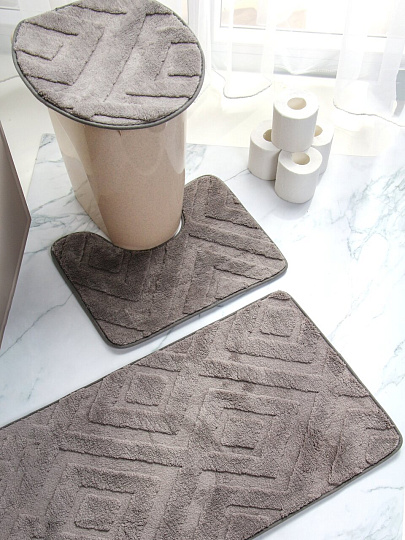 Набор ковриков для ванной, 3 пр, темно-серый, Y4-9946