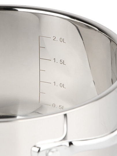 Кастрюля нержавеющая сталь, 2.6 л, крышка стекло, RasheL, R-26-18, серая, индукция