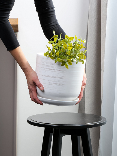 Горшок керамика, 5.6 л, 22х22.5 см, белый, Галактика №5, 008775