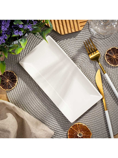 Блюдо керамика, прямоугольное, 20 см, белое, Грейс, Daniks, Y4-3746