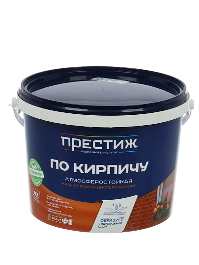 Краска водно-дисперсионная, Престиж, акриловая, фасадный по кирпичу, влагостойкая, матовая, серая, 2.4 кг