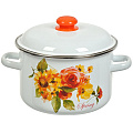 Кастрюля эмалированная сталь, 5.5 л, крышка сталь, цилиндр, Сибирские товары, Весна, 1MD221P, индукция