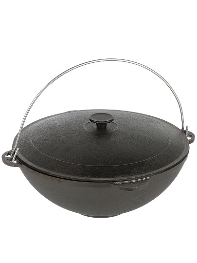 Казан чугун, 8 л, с крышкой, крышка чугун, с дужкой, Гардарика, 1608-3