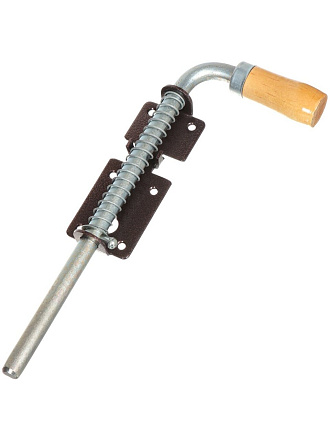 Засов с пружиной, ригель круглый, Домарт, 300 мм, античная медь