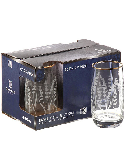 Стакан 330 мл, стекло, 6 шт, Декостек, Лаванда, 158-ГЗ6