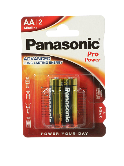 Батарейка Panasonic, АА (LR6, 15A), Pro Power, щелочная, 1.5 В, блистер, 2 шт, 7448