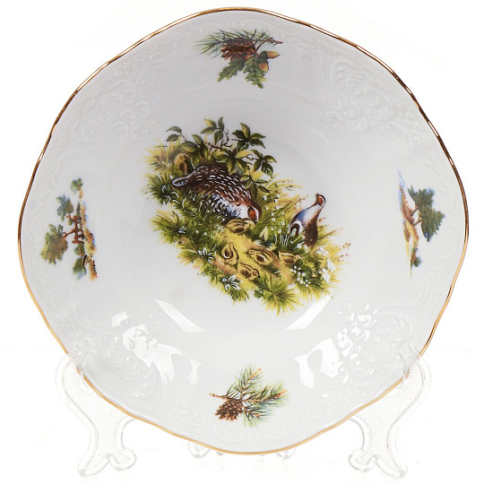 Салатник фарфор, круглый, 16 см, Охотничьи сюжеты Куропатка, Bernadotte, P1750675JQZU001011