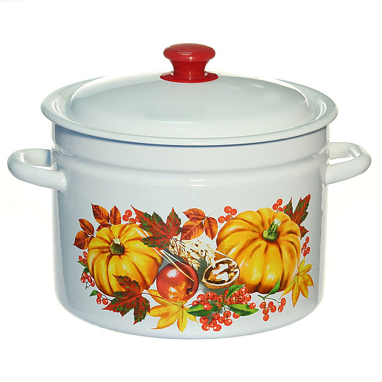 Кастрюля эмалированная сталь, 9 л, крышка сталь, цилиндрическая, Керченский металлургический завод, 41804-212/6, в ассортименте