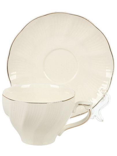 Набор чайный фарфор, 12 предметов, на 6 персон, 230 мл, металлическая подставка, ТМ Глория, Bonjart, 202337, подарочная упаковка