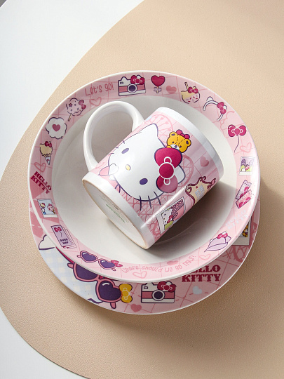 Набор детской посуды фарфор, 3 шт, Hello Kitty, подарочная упаковка, 311009